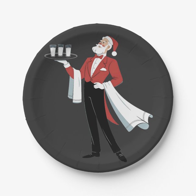 Waitress Christmas Santa Server Xmas  Paper Plate (Front)