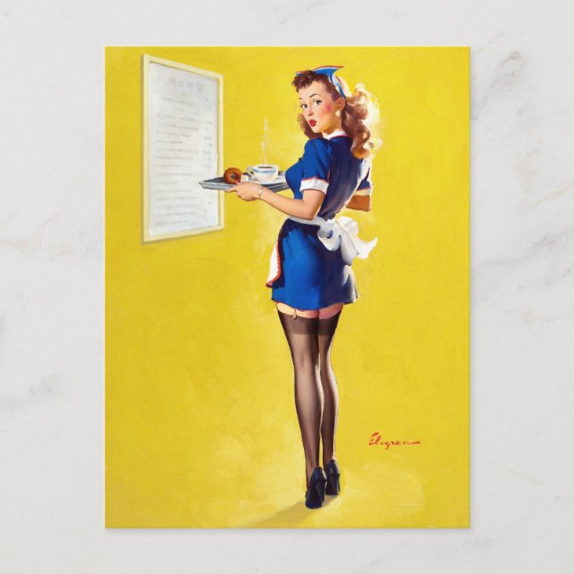 Waitress Pin Up Postcard (Front)