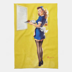 Waitress Pin Up Tea Towel