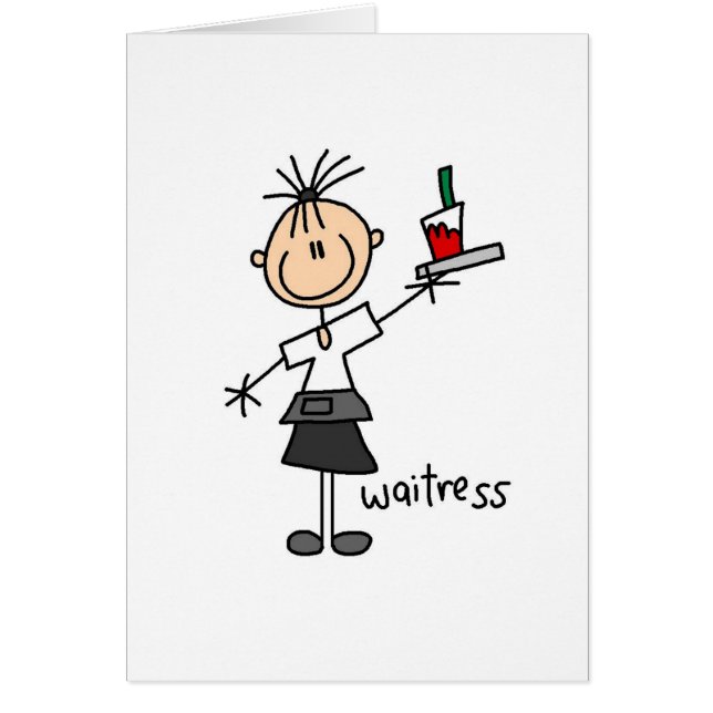 Waitress Stick Figure Card (Front)