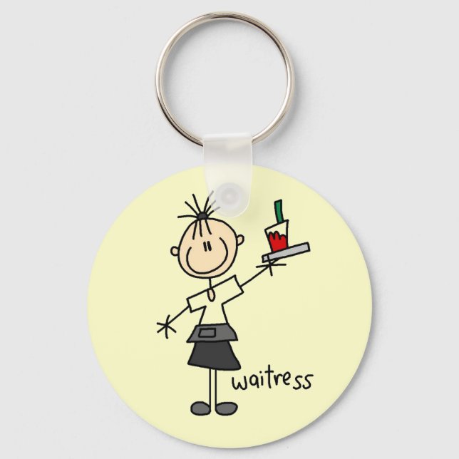 Waitress Stick Figure Key Ring (Front)