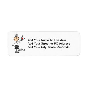 Waitress Stick Figure Return Address Label