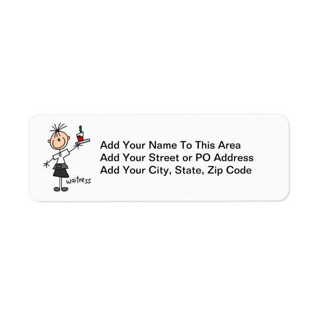 Waitress Stick Figure Return Address Label (Front)
