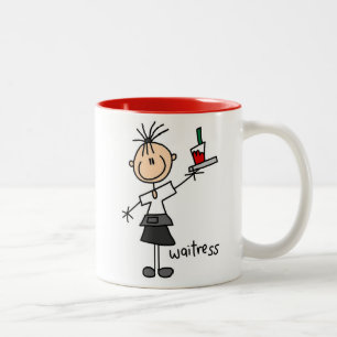 Waitress Stick Figure Two-Tone Coffee Mug