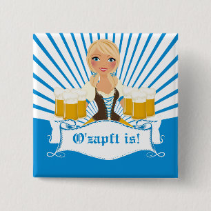 Waitress with Beer Stein 15 Cm Square Badge
