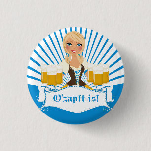 Waitress with Beer Stein 3 Cm Round Badge