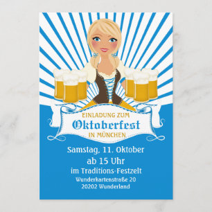 Waitress with Beer Stein Invitation