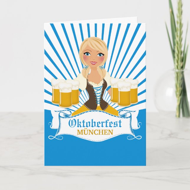 Waitress with Stein Oktoberfest Greeting Card (Front)