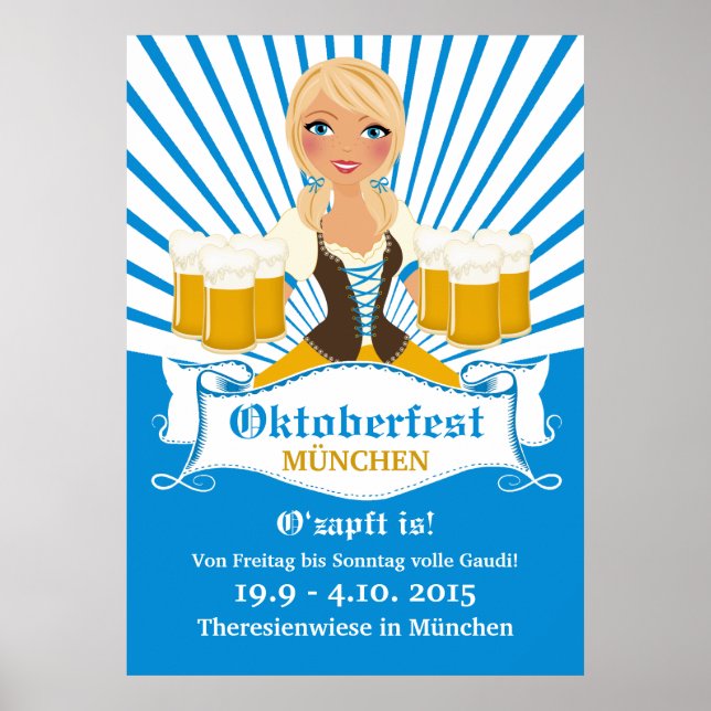 Waitress with Stein Oktoberfest Poster (Front)