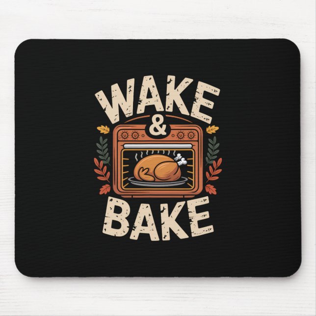Wake And Ke Funny Thanksgiving Turkey Dinner  Mouse Pad (Front)