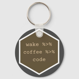 Wake coffee code keychain