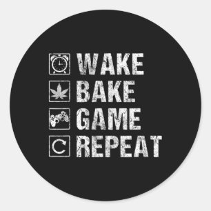 Wake Ke Game Repeat Video Game Weed Smoker Pot Gif Classic Round Sticker
