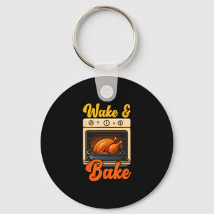 Wake Ke Turkey Feast Meal Dinner Chef Funny Thanks Key Ring