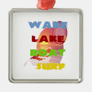 Wake Lake Boat Surf Metal Ornament