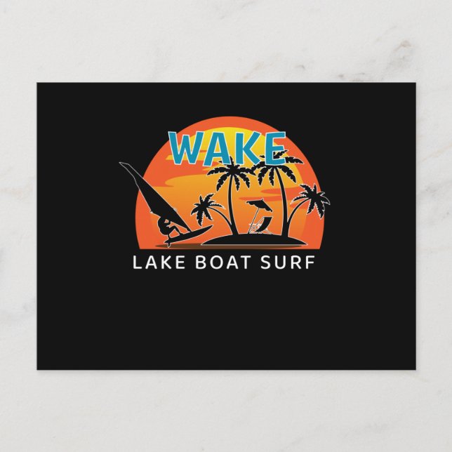 Wake Lake Boat Surf Postcard (Front)