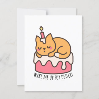 Wake me up for dessert postcard