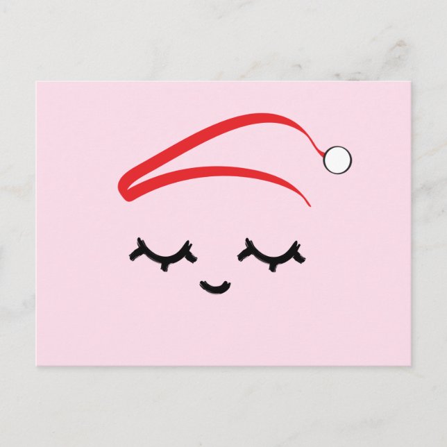Wake me up New Year Christmas Eye lashes Holiday Postcard (Front)