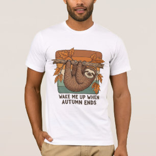 Wake Me Up When Autumn Ends - Funny Sloth Retro De T-Shirt