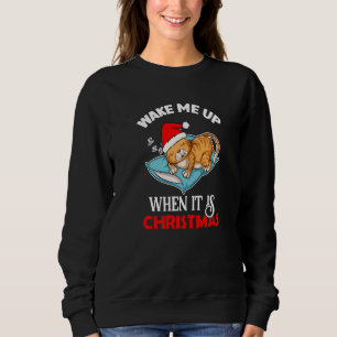 Wake Me Up When It Is Christmas Cat  Santa Winter Sweatshirt