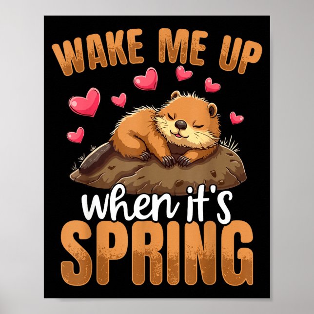 Wake Me Up When It’s Spring Funny Groundhog Day  Poster (Front)
