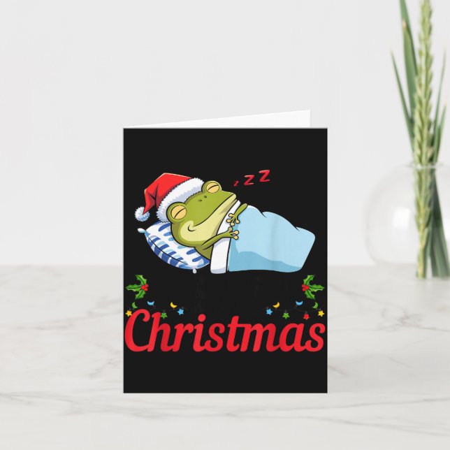 Wake Me Up When It's Christmas Cute Frog Animal Sl Card (Front)