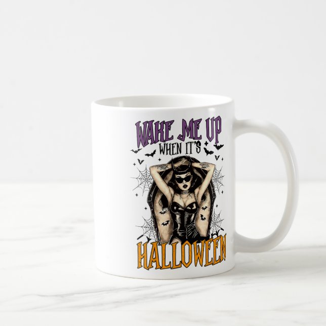 Wake Me Up When It's Halloween Funny Witch Hallowe Coffee Mug (Right)