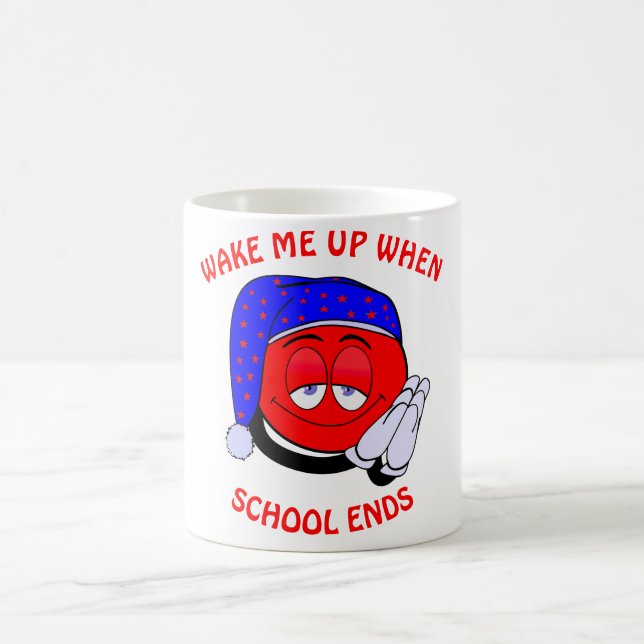 Wake me up when school ends funny emoji coffee mug (Center)
