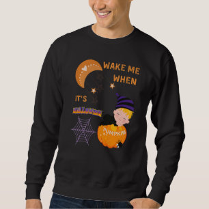 Wake Me When Its Halloween Cute Pumpkin Sleeping K Sweatshirt