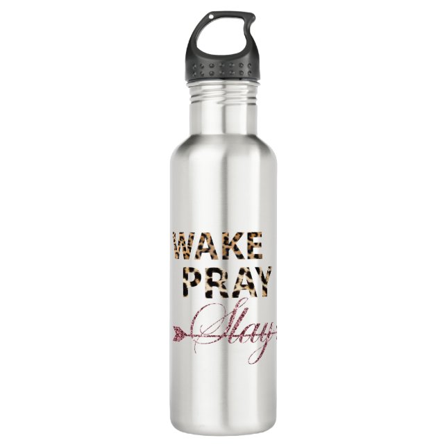 wake pray slay T-shirt 710 Ml Water Bottle (Front)