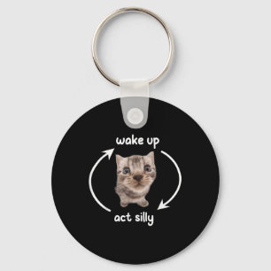Wake Up Act Silly Cat _ Wake Up Act Silly Cat Kids Key Ring