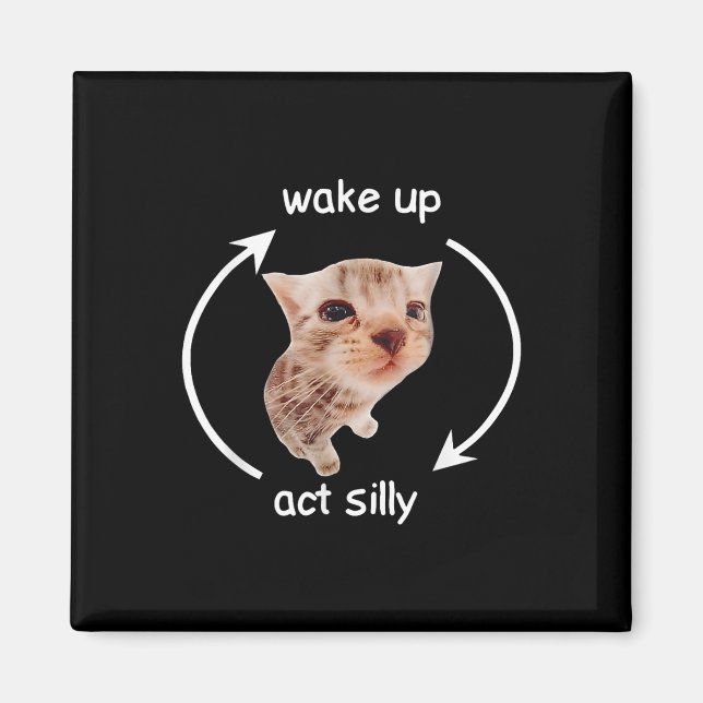 Wake Up Act Silly _ Crying Banana Cat Meme  Magnet (Front)
