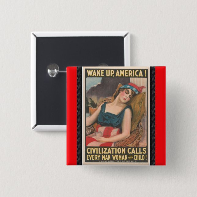 Wake Up America Poster Button (Front & Back)