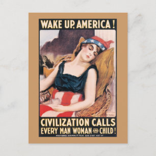 Wake Up America WWI Poster Postcard