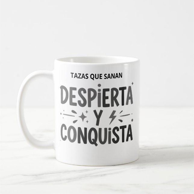 Wake Up and Conquer Mug - Motivation Mug (Left)