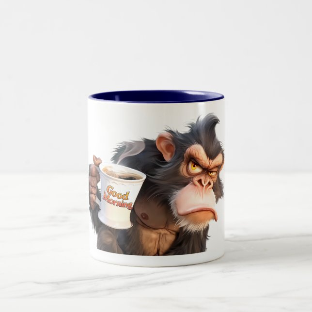 Wake Up and Go Ape: Good Morning Coffee! Two-Tone Coffee Mug (Center)