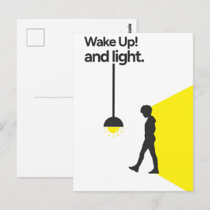 wake up and light postcard