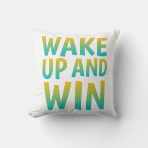 Wake Up and Win Motivational Typography Cushion