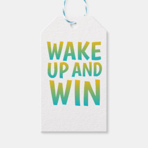 Wake Up and Win Motivational Typography Gift Tags