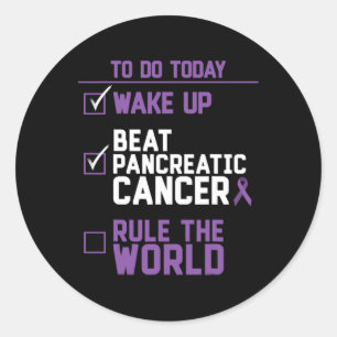 Wake Up Beat Pancreatic Cancer Rule the World Gift Classic Round Sticker