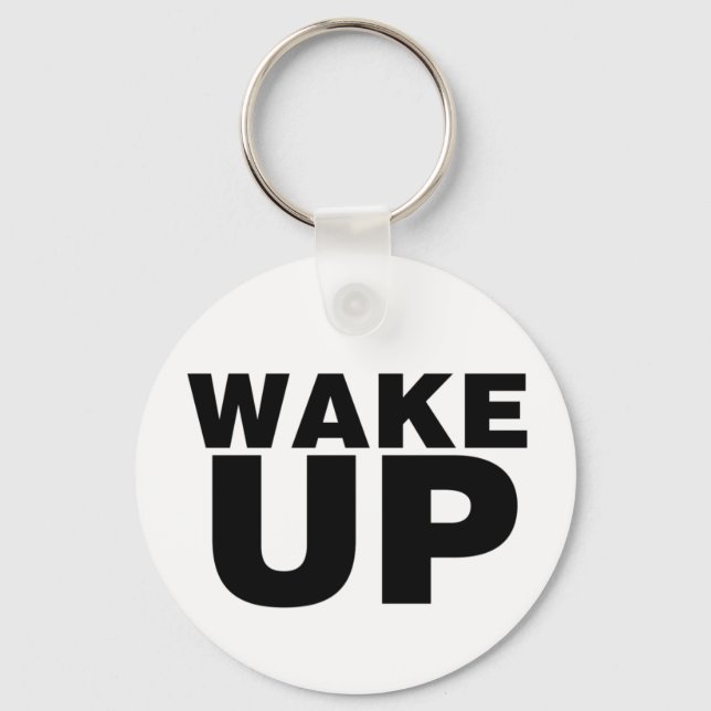 Wake Up Black Key Ring (Front)