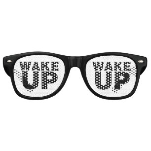 Wake Up Black Retro Sunglasses
