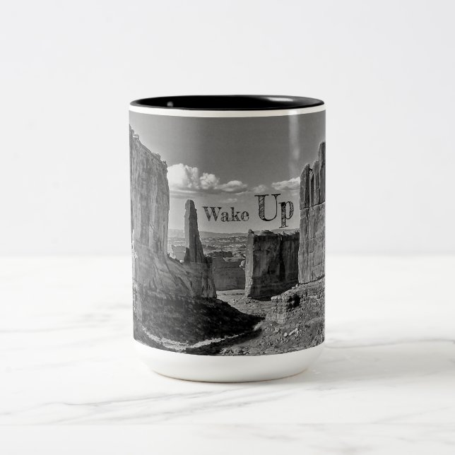 Wake Up Coffee Two-Tone Coffee Mug (Center)