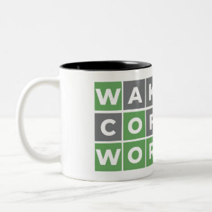 Wake Up Coffee Wordle Original  Two-Tone Coffee Mug