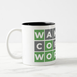 Wake Up Coffee Wordle Original Two-Tone Coffee Mug