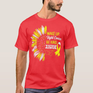 Wake Up Fight Cancer Be Kind Childhood Cancer Awar T-Shirt