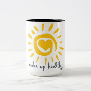Wake Up Healthy Two-Tone Coffee Mug