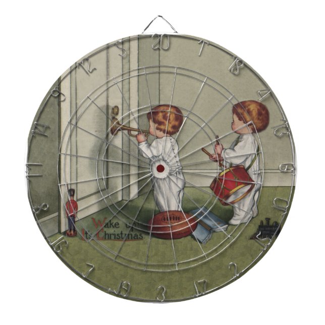 Wake Up Its Christmas cute child illustration Dartboard (Front)