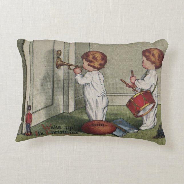 Wake Up Its Christmas cute child illustration Decorative Cushion (Back)