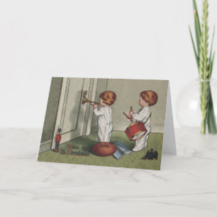 Wake Up Its Christmas cute child illustration Holiday Card