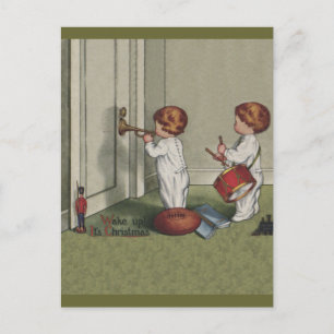 Wake Up Its Christmas cute child illustration Holiday Postcard